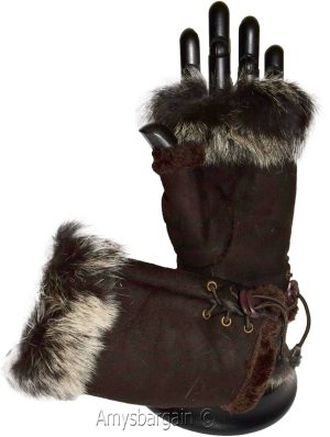 Finger-less Gloves Winter Gloves Hand Wrist Warmer Fur trim one size fits all - Image 15