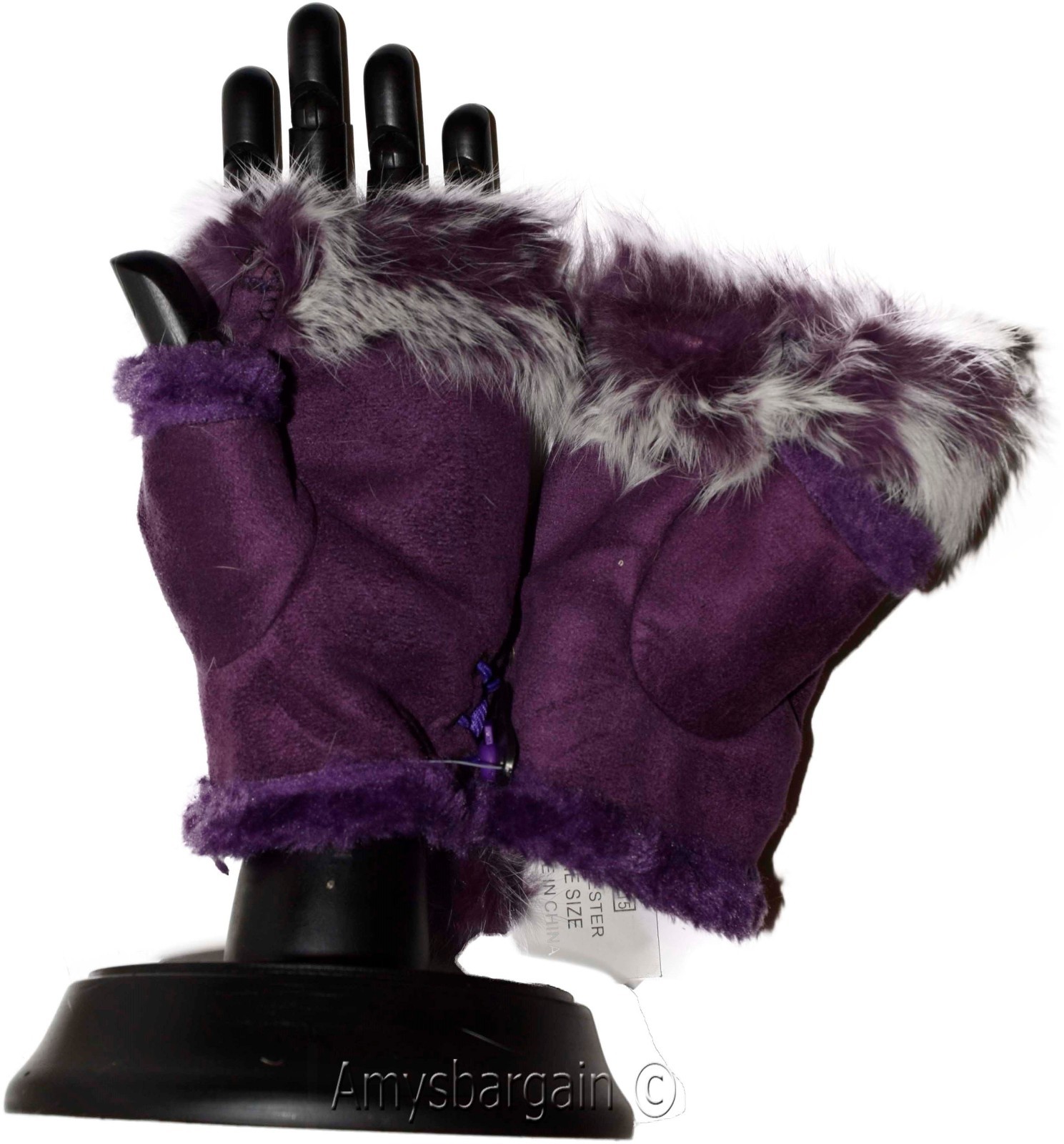 Finger-less Gloves, Winter Gloves Hand/Wrist Warmer Fur trim One-Size Gloves BN - Image 19