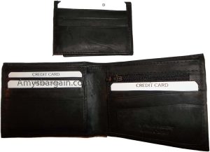 Leather 2-in-1 man's wallet 9 credit card space zip change purse sued lined bnwt - Image 14