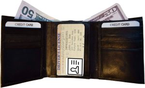 Man's wallet Buff Leather Trifold wallet 1 ID window 9 card 2 bill slots - Image 12