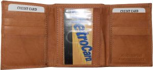 Men's Trifold Leather Wallet Unbranded Tan wallet 1 ID 6 card 2 bill slots - Image 13