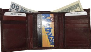 Men's Trifold Leather Wallet Unbranded Tan wallet 1 ID 6 card 2 bill slots - Image 12