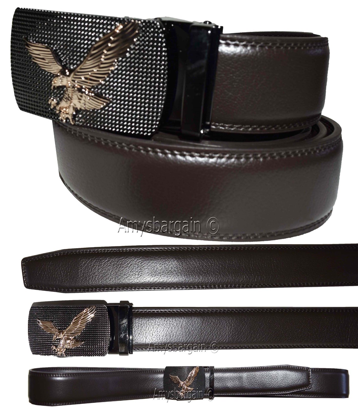 Men's belt leather dress casual automatic lock eagle buckle new quick lock belt - Image 20