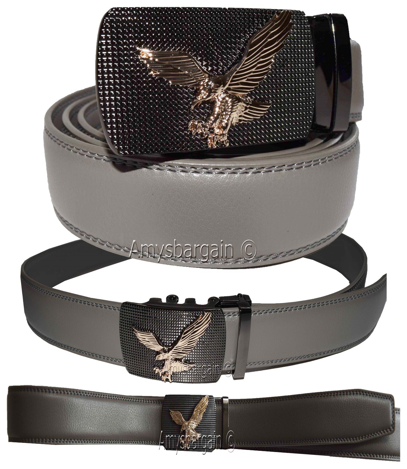 Men's belt leather dress casual automatic lock eagle buckle new quick lock belt - Image 18