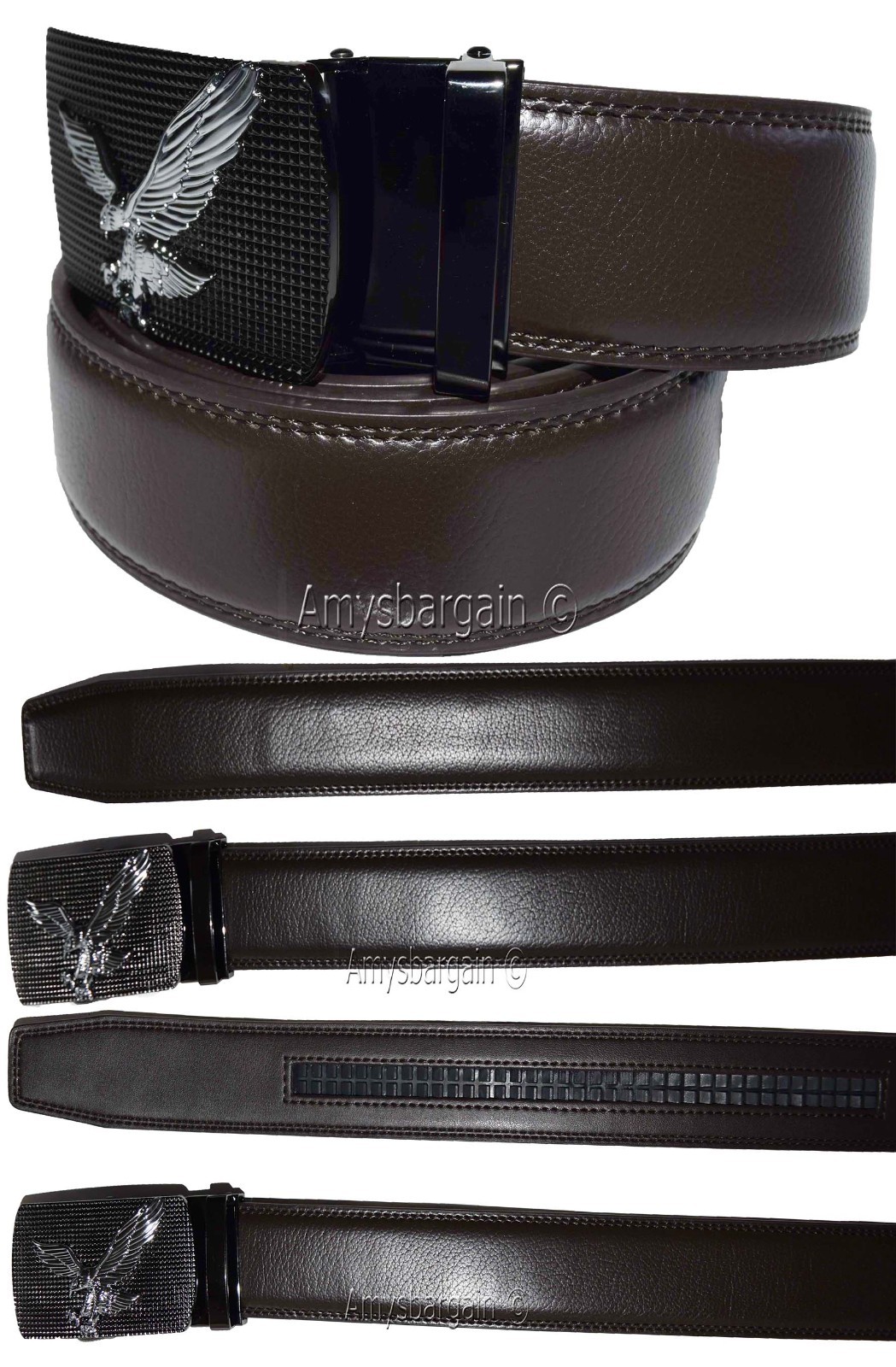Men's belt leather dress casual automatic lock eagle buckle new quick lock belt - Image 15