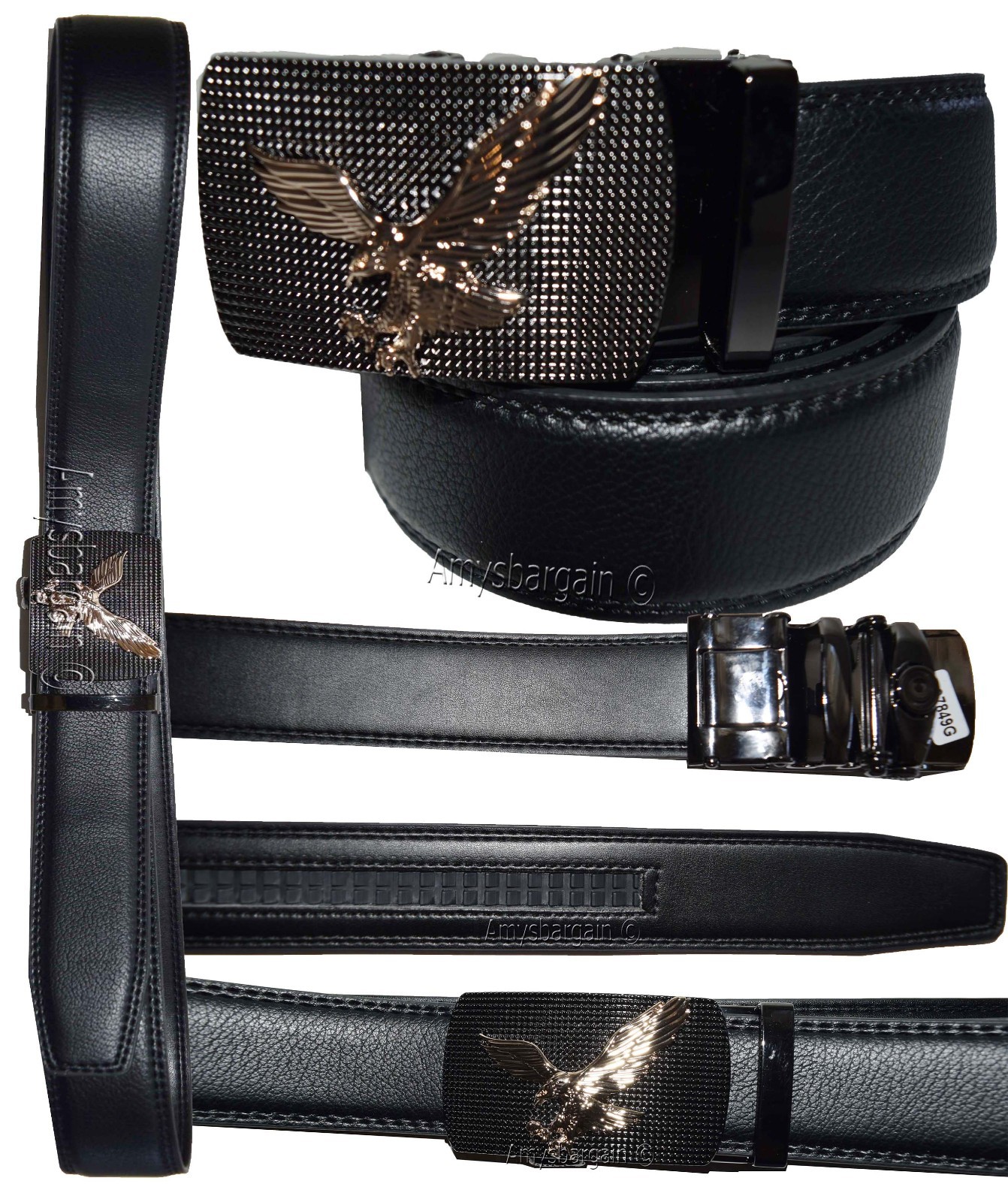 Men's belt leather dress casual automatic lock eagle buckle new quick lock belt - Image 19