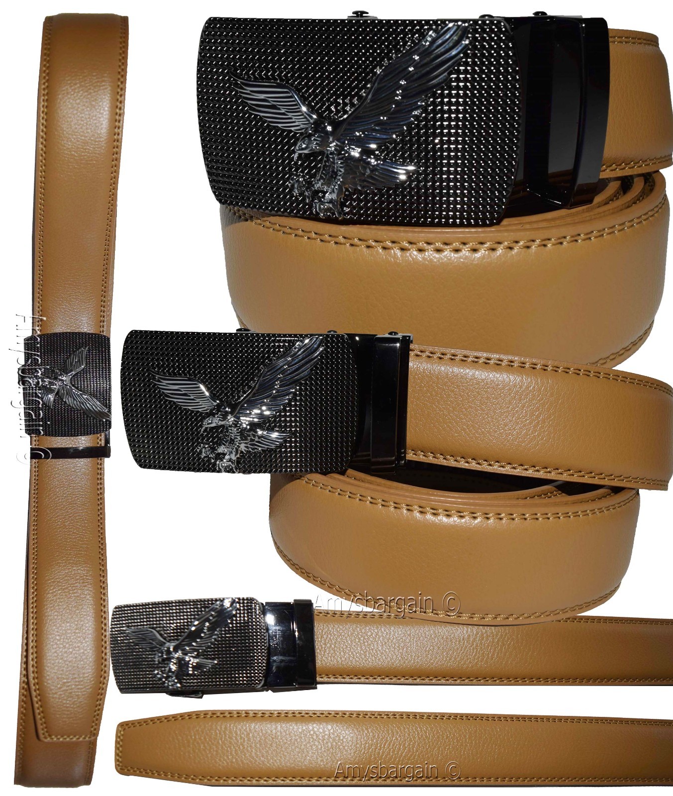 Men's belt leather dress casual automatic lock eagle buckle new quick lock belt - Image 17