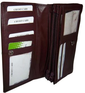 New woman's Leather checkbook wallet compact wallet zip wallet new wallet bnwt - Image 14