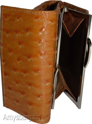 Women’s Ostritch Leather wallet Ladies wallet change purse cards bills ID new - Image 9