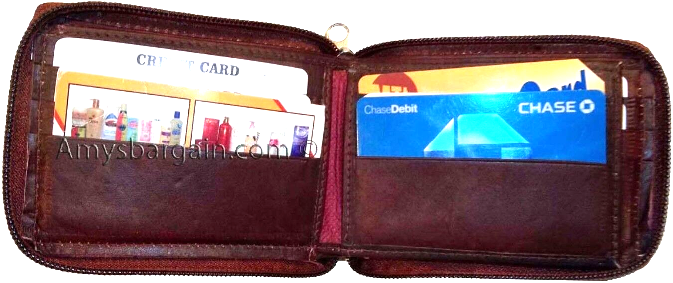 Zip around man's Leather wallet 9 credit card flip side ID window br new wallet - Image 3