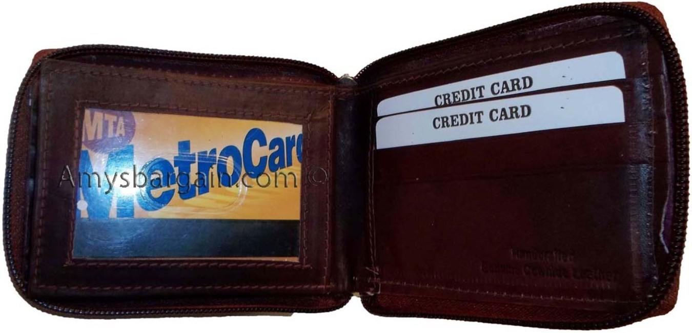 Zip around man's Leather wallet 9 credit card flip side ID window br new wallet - Image 4