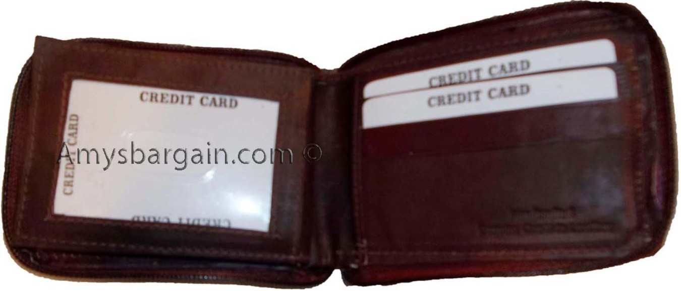 Zip around man's Leather wallet 9 credit card flip side ID window br new wallet - Image 5