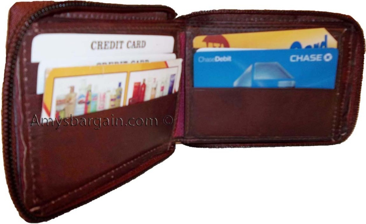 Zip around man's Leather wallet 9 credit card flip side ID window br new wallet - Image 8