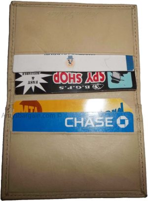 beige leather business card case credit card holder id card br new card holder - Image 6