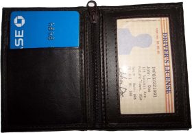 leather business credit card space 2 IDs 2 zip pockets 1 bill pocket brand new