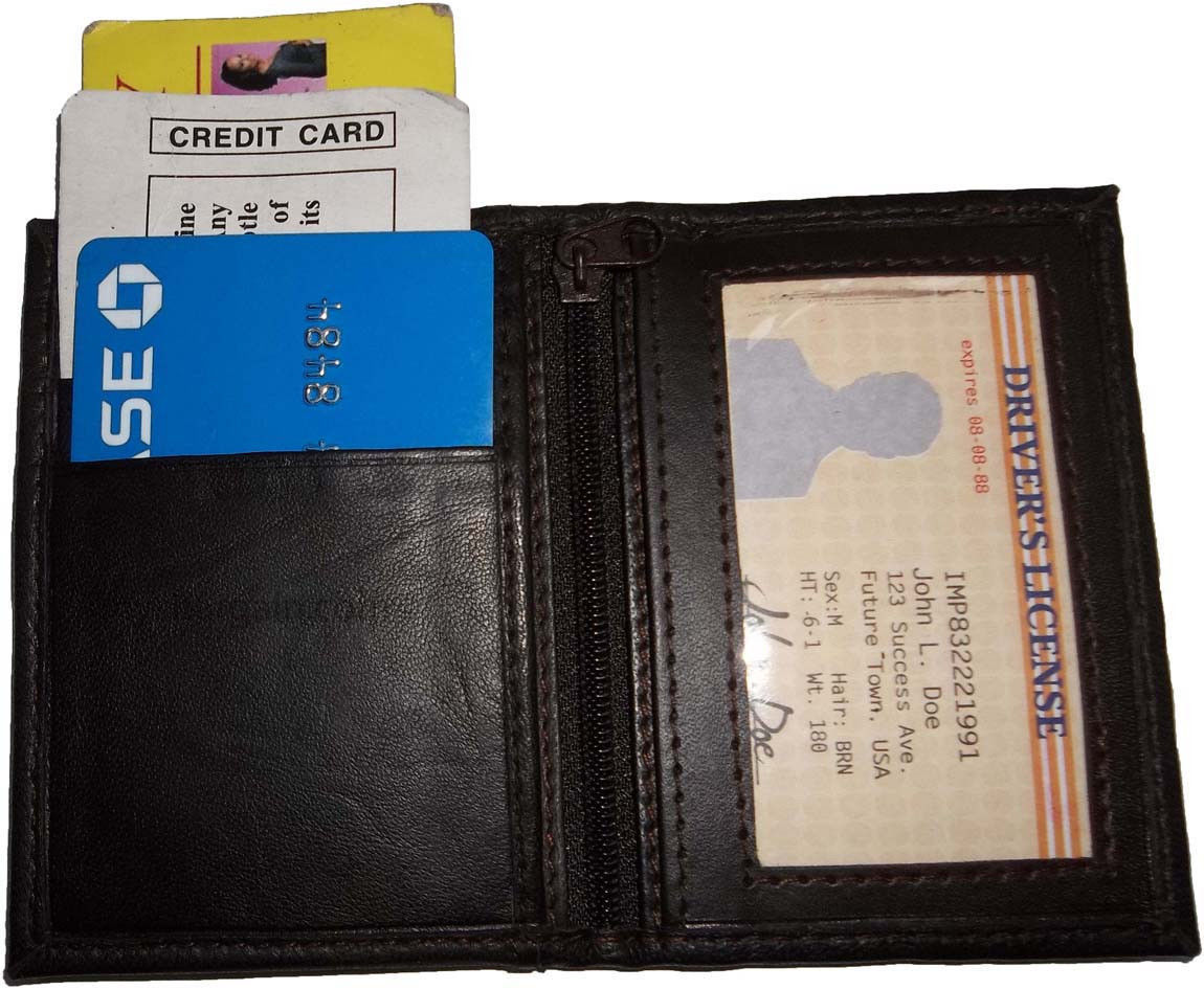 leather business credit card space 2 IDs 2 zip pockets 1 bill pocket brand new - Image 4