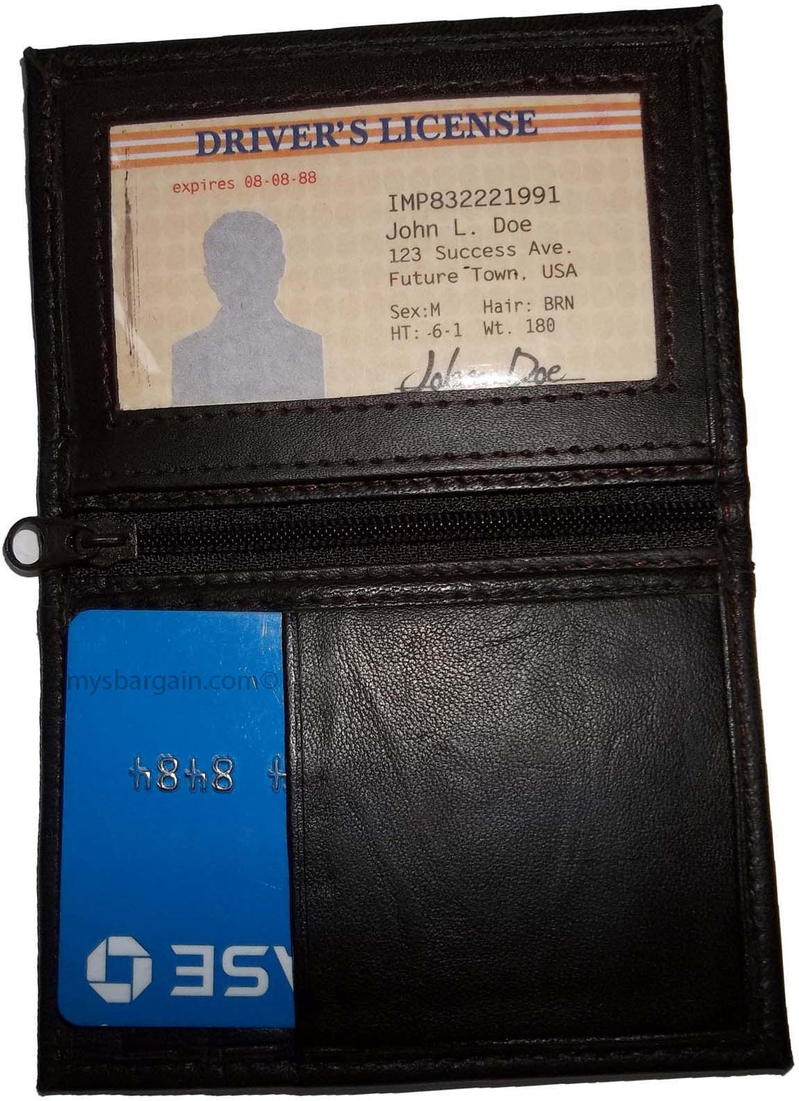 leather business credit card space 2 IDs 2 zip pockets 1 bill pocket brand new - Image 5