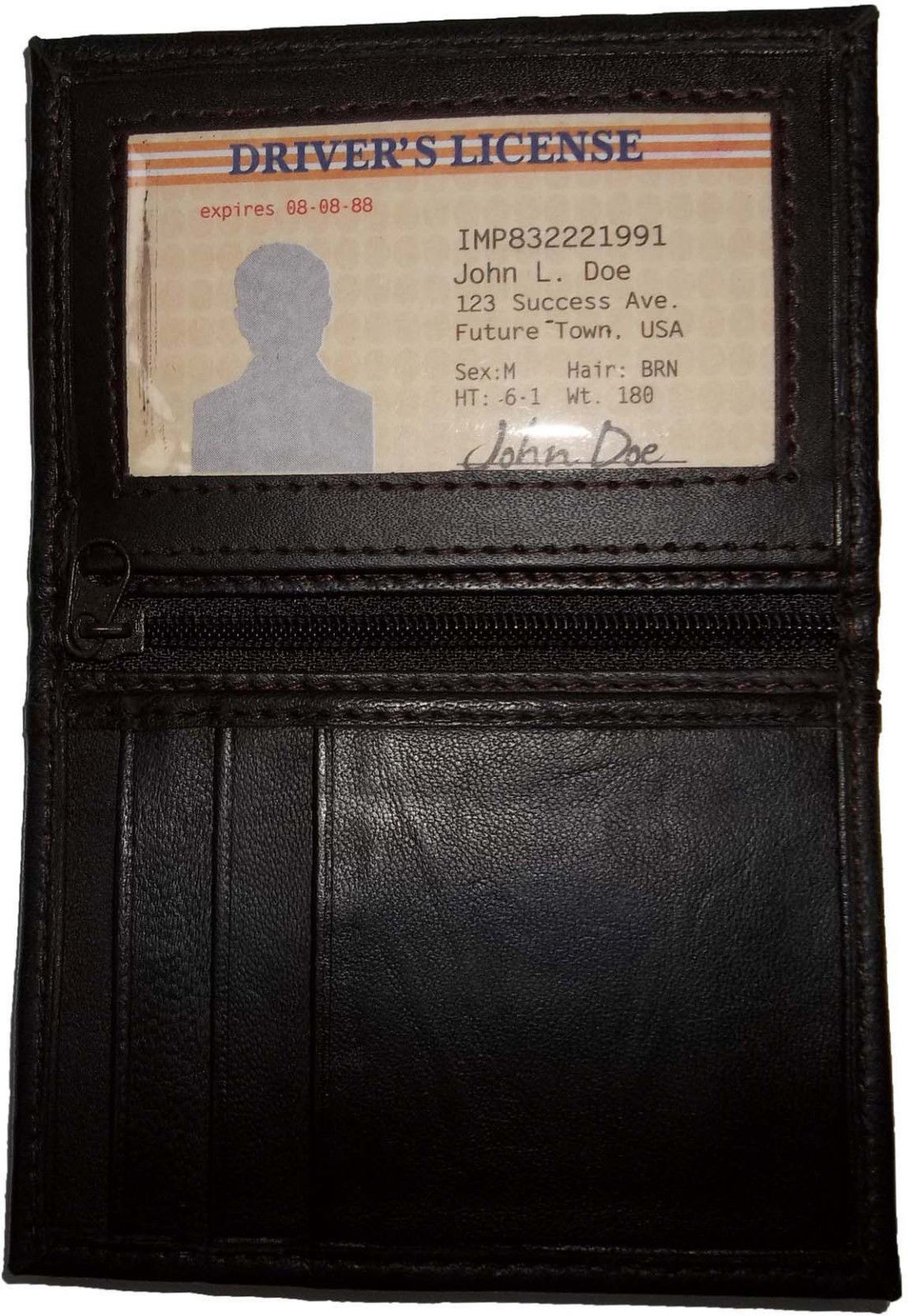 leather business credit card space 2 IDs 2 zip pockets 1 bill pocket brand new - Image 6