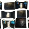 lot of 12 man's black trifold wallet new style crocodile printed leather wallet