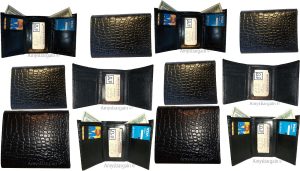 lot of 12 man's black trifold wallet new style crocodile printed leather wallet
