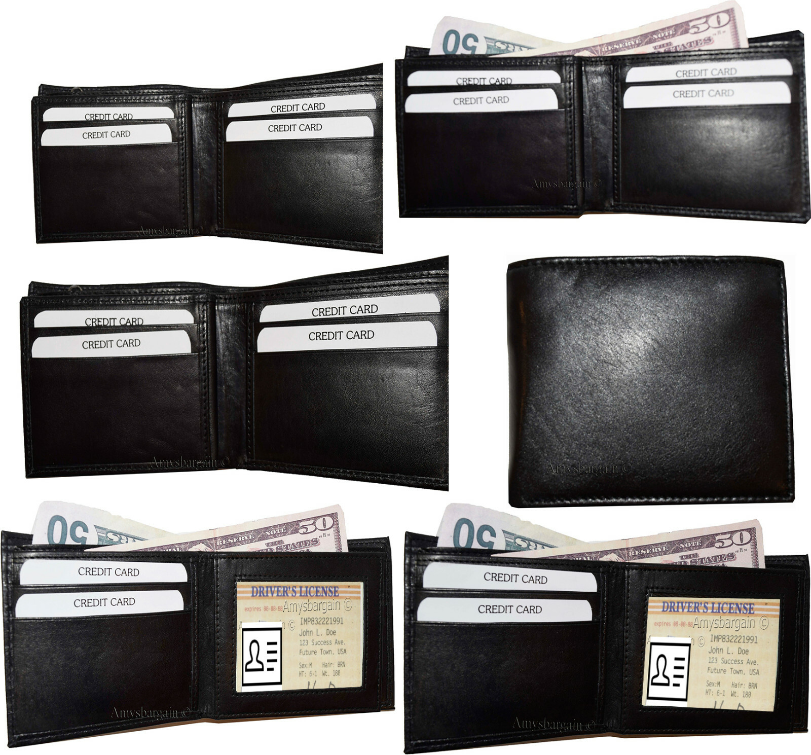 lot of 12 men's bifold leather wallet 3 billfold pockts id case change case new - Image 3