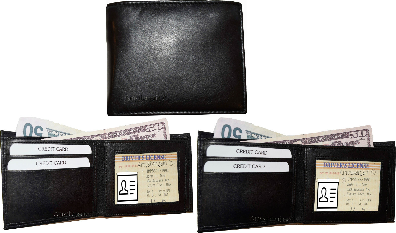 lot of 12 men's bifold leather wallet 3 billfold pockts id case change case new - Image 4
