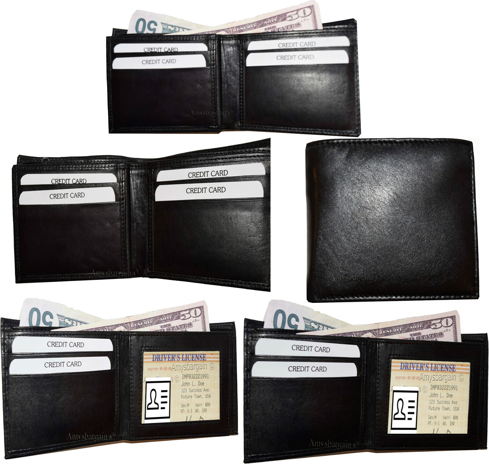lot of 12 men's bifold leather wallet 3 billfold pockts id case change case new - Image 5