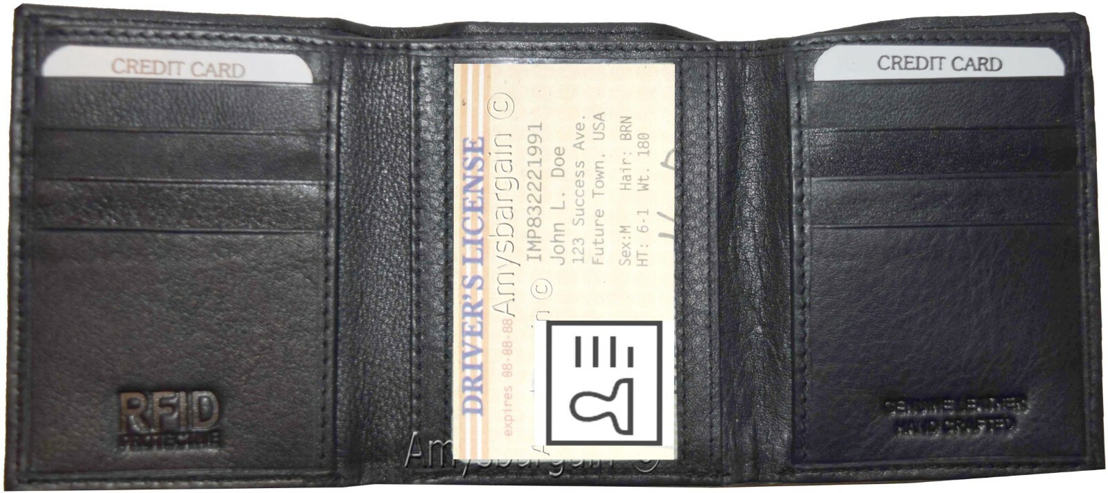 lot of 2 RFID men's wallet genuine leather trifold wallet 2 billfold new in box - Image 6