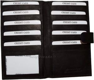 lot of 2 leather checkbook cover black credit card id wallet 19 cards brand new - Image 11