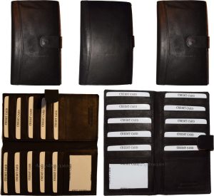 lot of 2 leather checkbook cover black credit card id wallet 19 cards brand new - Image 4