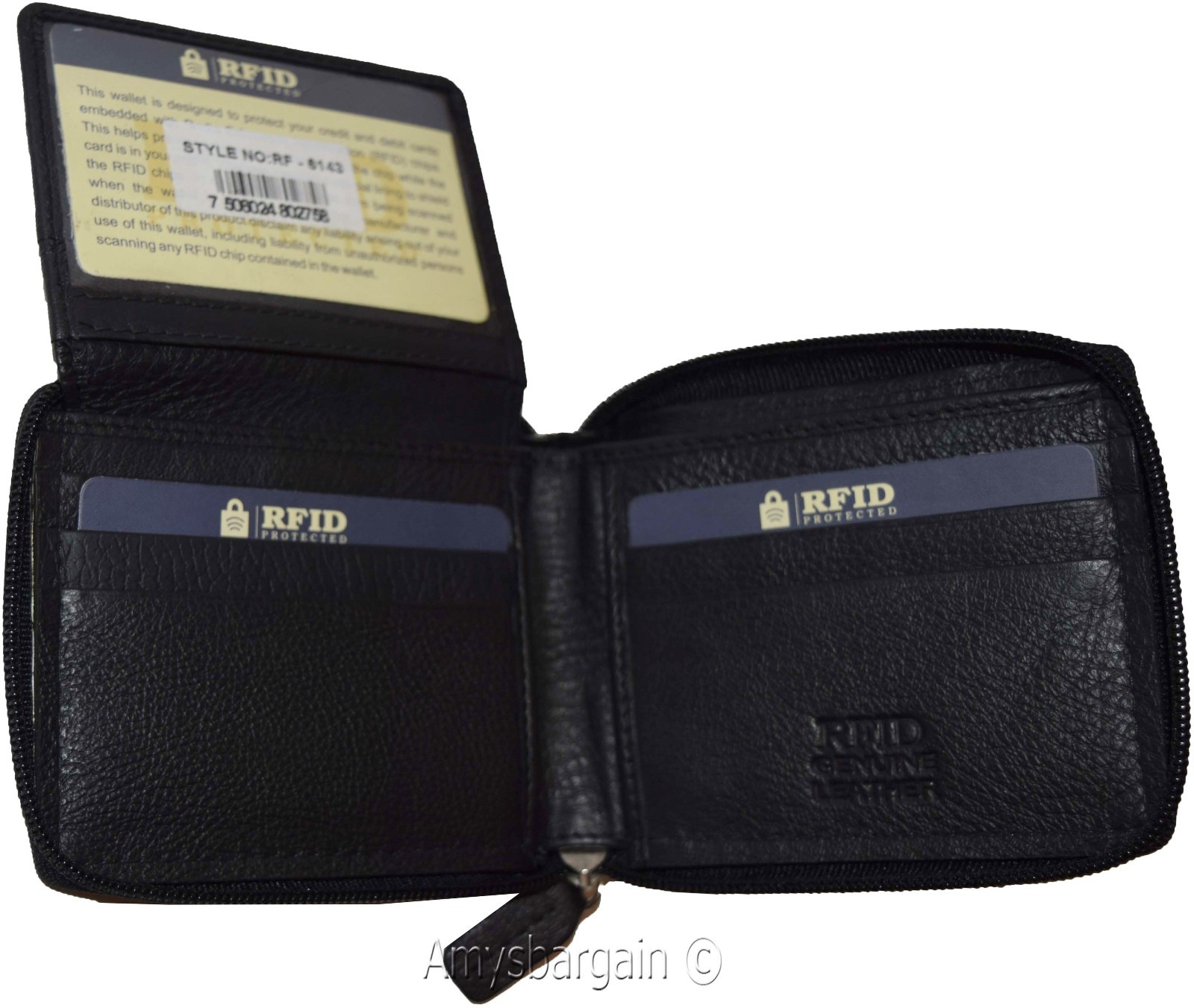 lot of 2 men's wallet RFID genuine leather bifold 2 billfold wallets new in box - Image 11