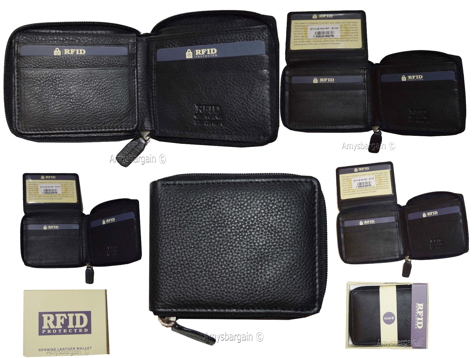 lot of 2 men's wallet RFID genuine leather bifold 2 billfold wallets new in box - Image 13