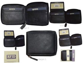 lot of 2 men's wallet RFID genuine leather bifold 2 billfold wallets new in box