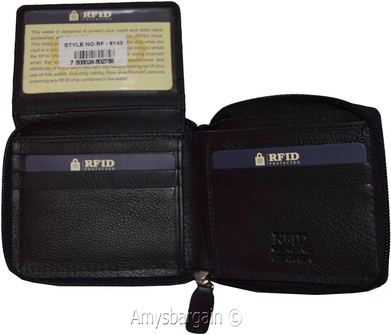 lot of 2 men's wallet RFID genuine leather bifold 2 billfold wallets new in box - Image 4