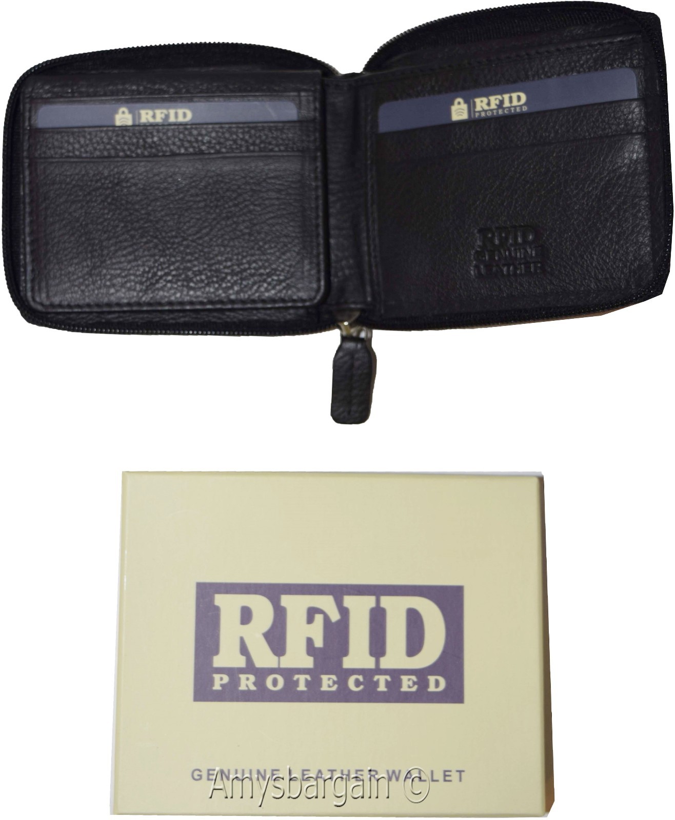 lot of 2 men's wallet RFID genuine leather bifold 2 billfold wallets new in box - Image 6