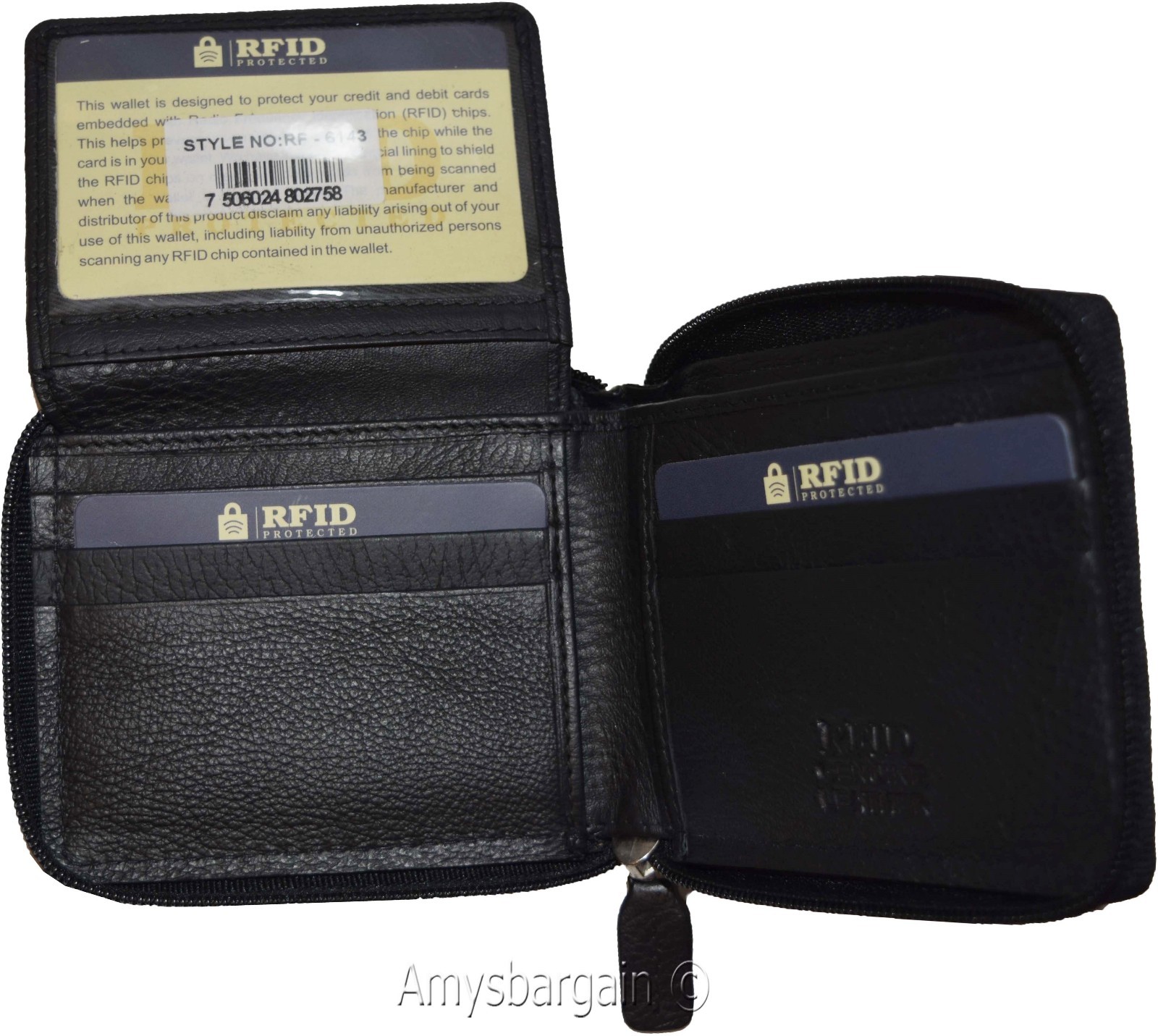 lot of 2 men's wallet RFID genuine leather bifold 2 billfold wallets new in box - Image 8
