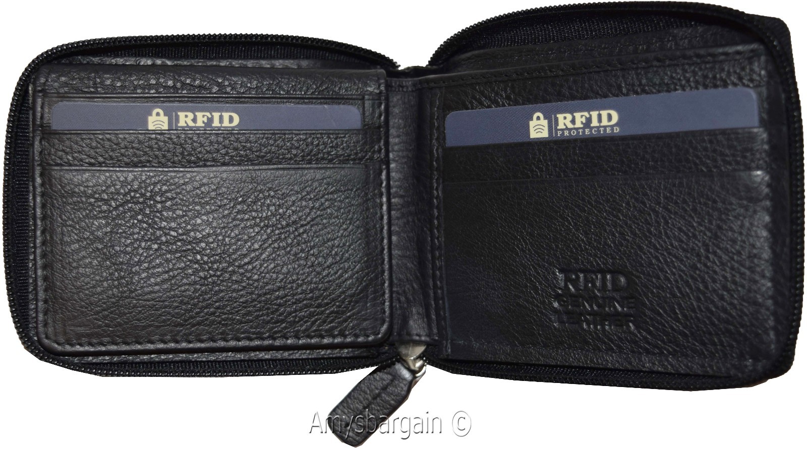 lot of 2 men's wallet RFID genuine leather bifold 2 billfold wallets new in box - Image 9