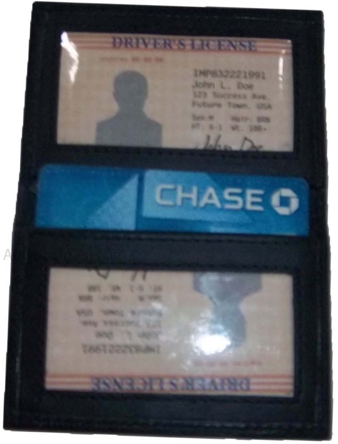lot of 2 new slim leather credit card id card picture holder 2 id windows new - Image 13