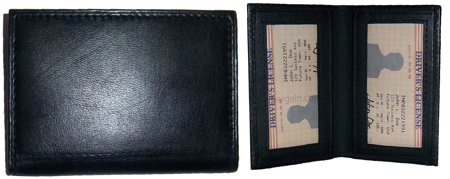 lot of 2 new slim leather credit card id card picture holder 2 id windows new