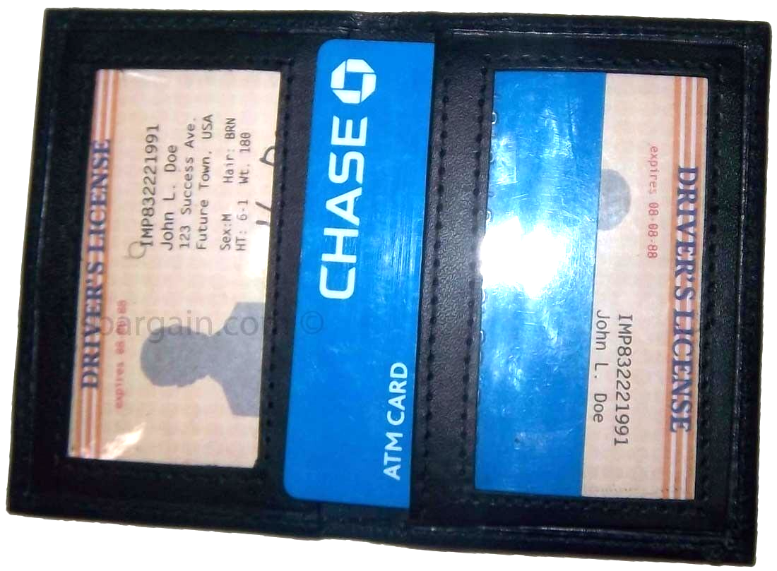 lot of 2 new slim leather credit card picture holder, 2 id windows new - Image 3