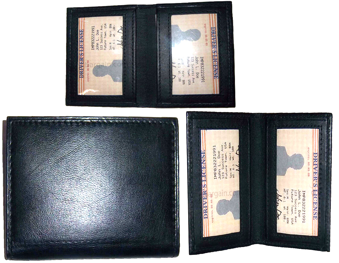 lot of 2 new slim leather credit card picture holder, 2 id windows new - Image 5