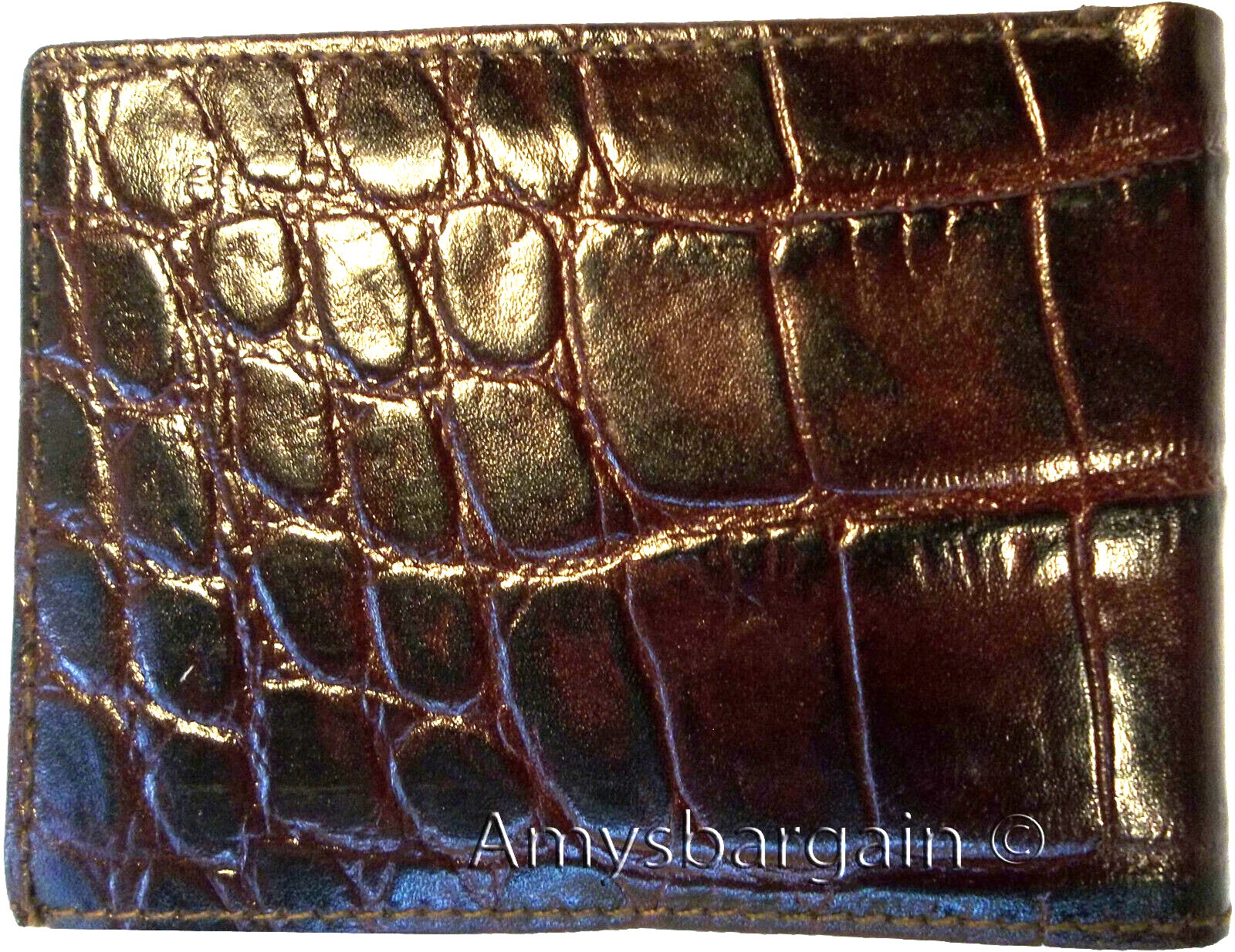 lot of 3 crocodile skin printed leather man's bifold wallet id 2 bill slots new - Image 4
