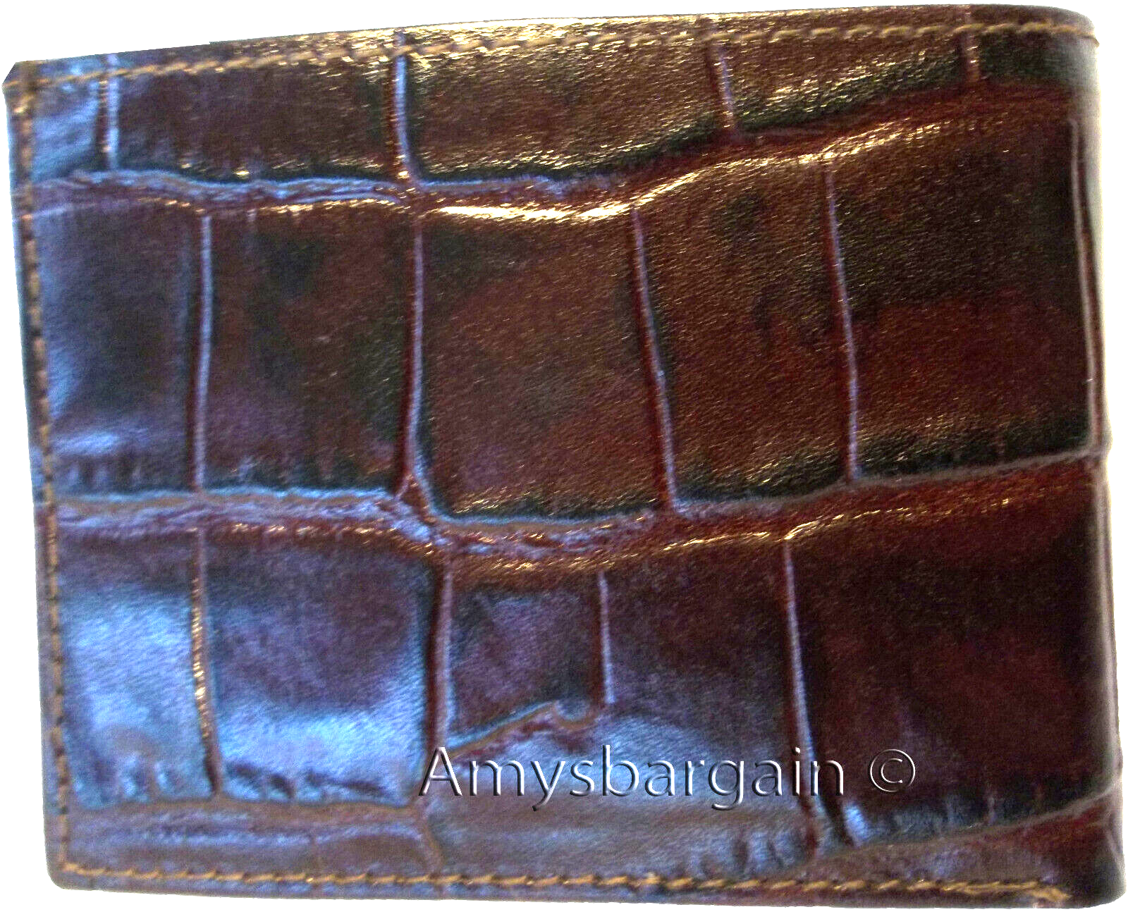 lot of 3 crocodile skin printed leather man's bifold wallet id 2 bill slots new - Image 5