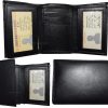 lot of 3 trifold leather men’s wallet 9 card space 2 id window 2 bill slots new