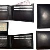 lot of 4 men's black bifold calfskin leather 2 bill slots 7 card 1 id window new