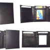 lot of 4 new men's trifold leather wallet 3 id centerpiece black 2 bill slots