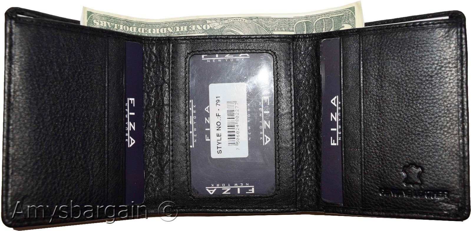 man's Trifold wallet FIZA NY leather 1 ID 6 card 2 bill slots brand new in Box - Image 11
