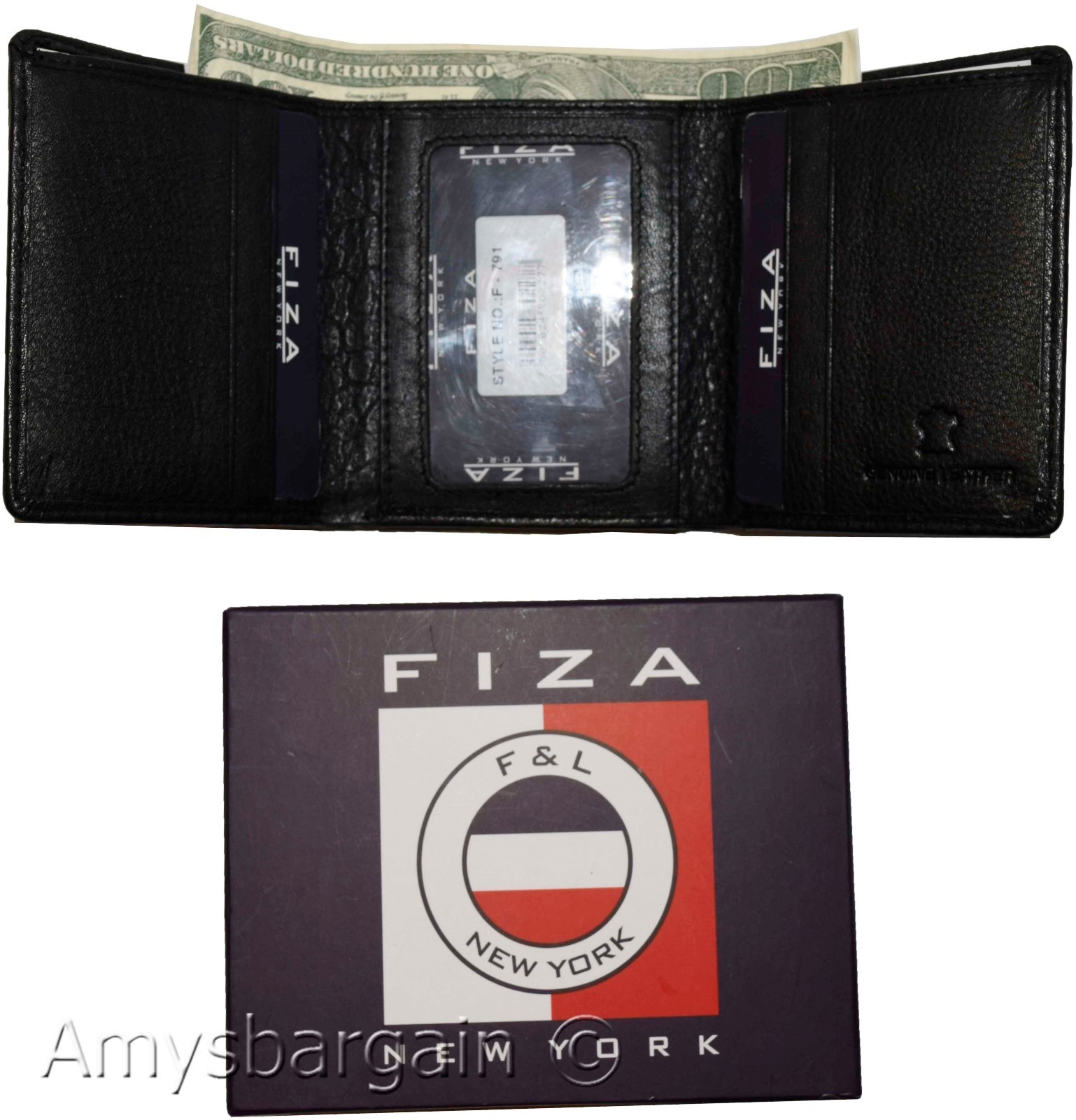 man's Trifold wallet FIZA NY leather 1 ID 6 card 2 bill slots brand new in Box - Image 5