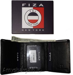 man's Trifold wallet FIZA NY leather 1 ID 6 card 2 bill slots brand new in Box - Image 6