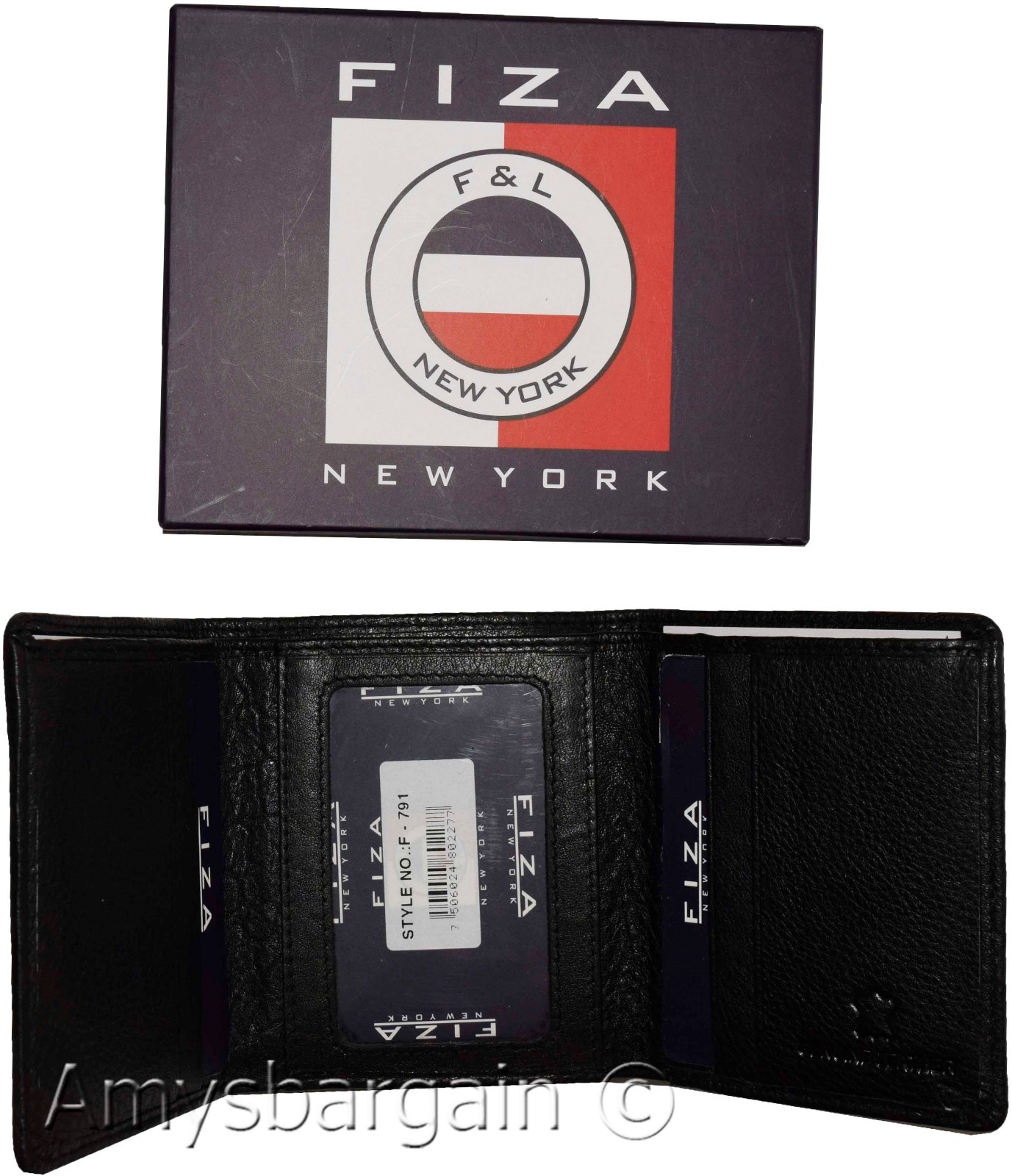 man's Trifold wallet FIZA NY leather 1 ID 6 card 2 bill slots brand new in Box - Image 9